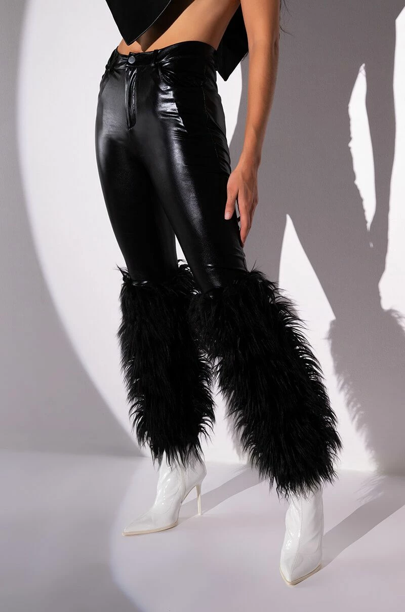 VIBE TO REMEMBER FAUX FUR VEGAN LEATHER PANT 1 VIBE TO REMEMBER FAUX FUR VEGAN LEATHER PANT