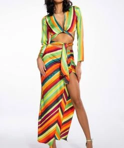 WANT YOU TO WANT ME MIDI SKIRT WITH HIGH SLIT -FINESSE-shop want you to want me midi skirt with high slit red multi 3 3