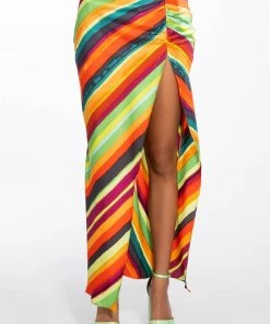 WANT YOU TO WANT ME MIDI SKIRT WITH HIGH SLIT -FINESSE-shop want you to want me midi skirt with high slit red multi 4 4