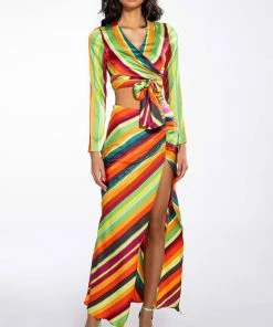 WANT YOU TO WANT ME MIDI SKIRT WITH HIGH SLIT -FINESSE-shop want you to want me midi skirt with high slit red multi 9 9