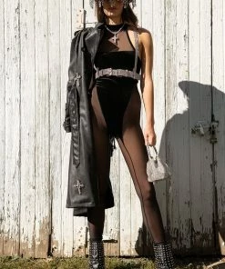 WATCH ME WORK MESH DETAIL SLEEVELESS CATSUIT -FINESSE-shop watch me work mesh detail sleeveless catsuit black 4 4