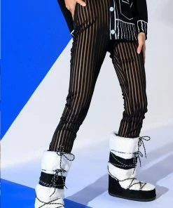 LYNN CINCHED ANKLE SHEER STRIPE LEGGING