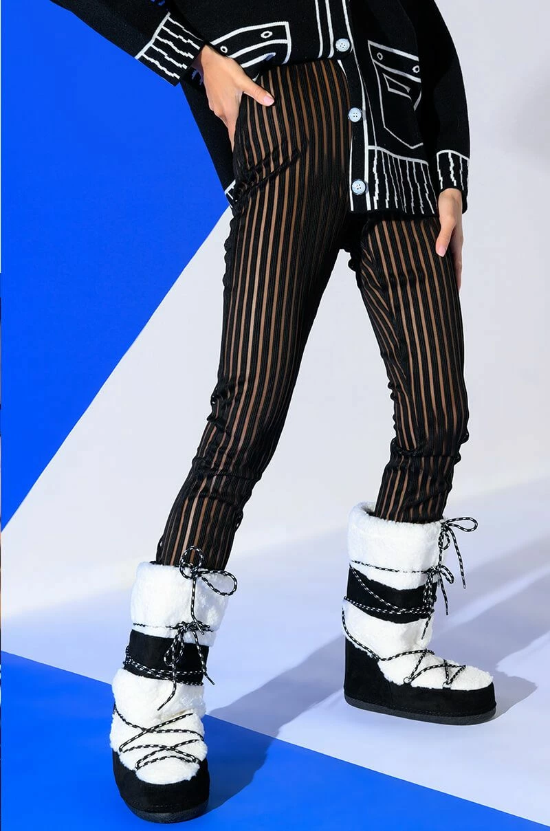 LYNN CINCHED ANKLE SHEER STRIPE LEGGING 1 LYNN CINCHED ANKLE SHEER STRIPE LEGGING