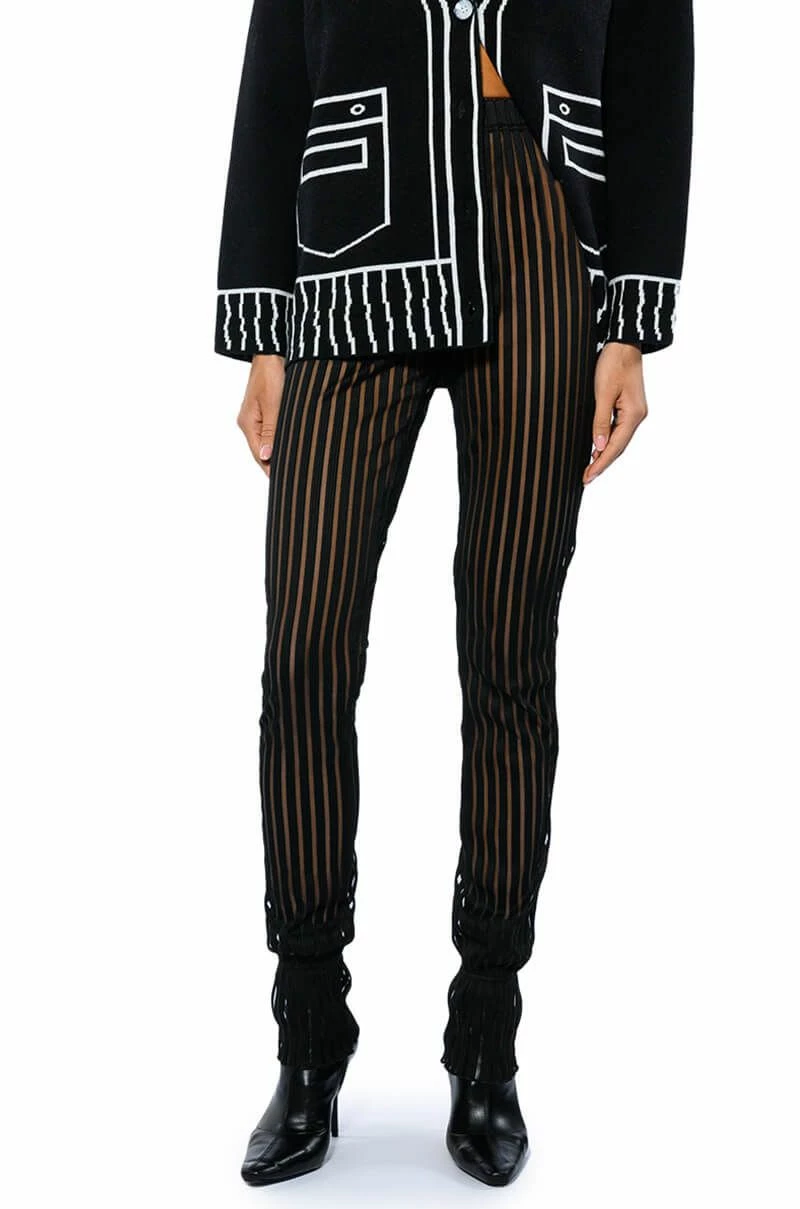 LYNN CINCHED ANKLE SHEER STRIPE LEGGING 3 LYNN CINCHED ANKLE SHEER STRIPE LEGGING - Image 3