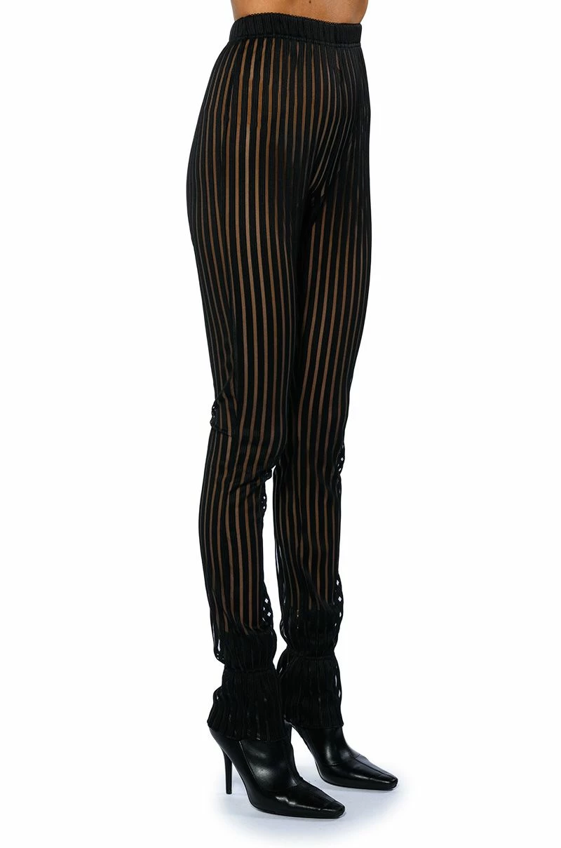 LYNN CINCHED ANKLE SHEER STRIPE LEGGING 5 LYNN CINCHED ANKLE SHEER STRIPE LEGGING - Image 5