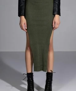 WILLA KNIT MIDI SKIRT 13 WILLA KNIT MIDI SKIRT -FINESSE-shop willa knit midi skirt olive 1 1