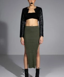 WILLA KNIT MIDI SKIRT 15 WILLA KNIT MIDI SKIRT -FINESSE-shop willa knit midi skirt olive 3 3