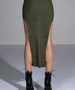 WILLA KNIT MIDI SKIRT 10 WILLA KNIT MIDI SKIRT -FINESSE-shop willa knit midi skirt olive 6 6