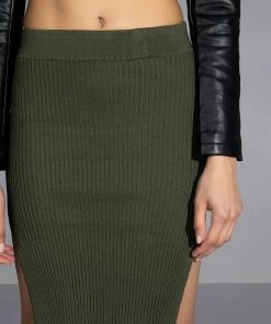 WILLA KNIT MIDI SKIRT 11 WILLA KNIT MIDI SKIRT -FINESSE-shop willa knit midi skirt olive 7 7