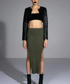 WILLA KNIT MIDI SKIRT 12 WILLA KNIT MIDI SKIRT -FINESSE-shop willa knit midi skirt olive 8 8