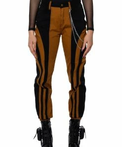 WONKA CHAIN DETAIL COLOR BLOCKED DENIM PANT