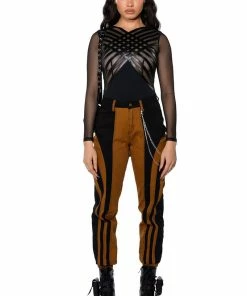 WONKA CHAIN DETAIL COLOR BLOCKED DENIM PANT -FINESSE-shop wonka chain detail color blocked denim pant black brown 4 4