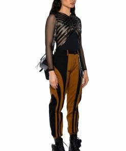 WONKA CHAIN DETAIL COLOR BLOCKED DENIM PANT -FINESSE-shop wonka chain detail color blocked denim pant black brown 5 5