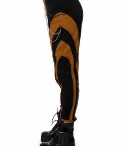 WONKA CHAIN DETAIL COLOR BLOCKED DENIM PANT -FINESSE-shop wonka chain detail color blocked denim pant black brown 8 8