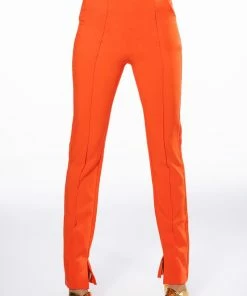 YES PLEASE HIGH RISE STRAIGHT LEG ANKLE SLIT TROUSER -FINESSE-shop yes please high rise straight leg ankle slit trouser orange 3 3