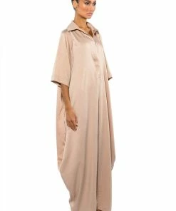 YOURS TRULY OVERSIZED SHORT SLEEVE JUMPSUIT -FINESSE-shop yours truly oversized short sleeve jumpsuit beige 5 5