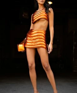 ZENON TEXTURED MINI SKIRT -FINESSE-shop zenon textured mini skirt rust 10 10